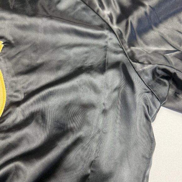 Vintage 80s ROTC Bomber Jacket Mens Large Black Satin Embroidered Military - Picture 12 of 16